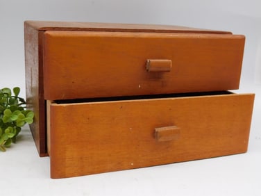 Vintage Tampa Wood Cigar Box with Two Drawers