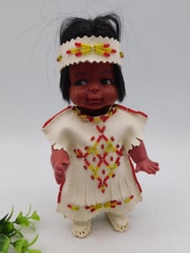 Handcrafted Doll with Native-Inspired Beaded Outfit