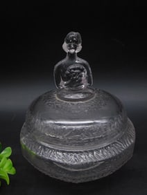 Clear Glass Lidded Powder Jar