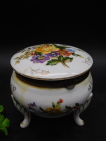 Vintage Japanese Porcelain Floral Trinket Box
