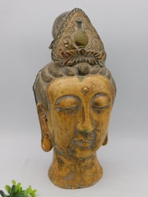 Handcrafted Clay Bust of a Buddha with Ornate Detailing