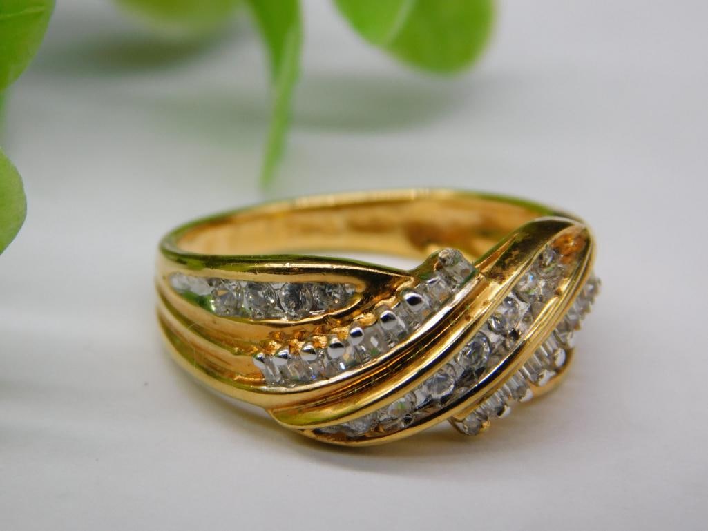 Gold-Plated Sterling Silver Ring with Clear Stones (1 of 3)