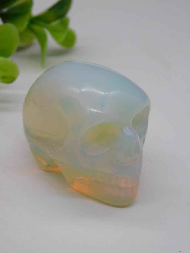 Opalite Carved Skull Figurine Rock Stone Lapidary Specimen (1 of 2)