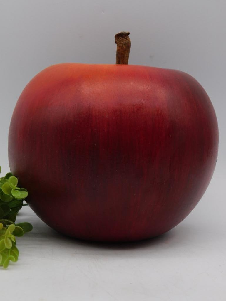 Realistic Red Apple Decorative Figurine: Decorative sculpture designed to resemble a red apple. | Features realistic coloration with gradient tones of red and hints of orange. | Includes a naturalistic stem detail. | Ideal as a centerpiece, 
