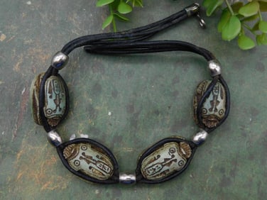 Adjustable Necklace With Scarab-Inspired Beads