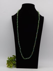 Strand of Green Faceted Glass Beads Necklace