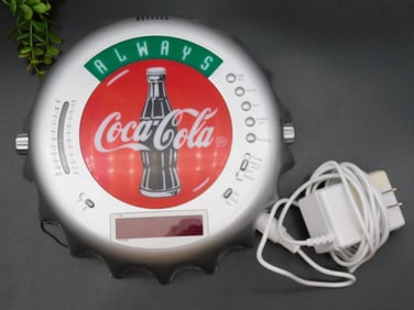 Coca-Cola Themed Alarm Clock Radio with Adapter