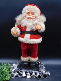 Vintage Santa Claus Figure With Candle and Bell Accents