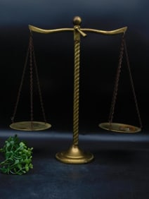 Vintage Brass Balance Scale with Twisted Stem
