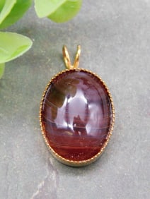 Gold-Tone Pendant With Oval Gemstone ROCK STONE LAPIDARY SPECIMEN