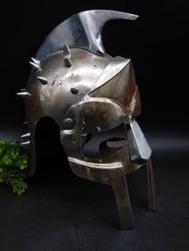 Spiked Metal Spartan-Style Helmet with Crest