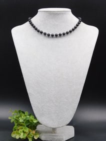 Black Beaded Necklace With Round Beads
