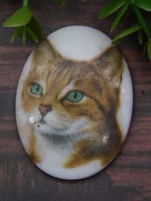 Oval Porcelain Cat Portrait Cabochon