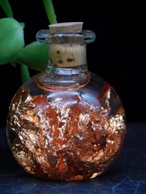 Small Glass Vial with Copper Foil Rock Stone Lapidary Specimen