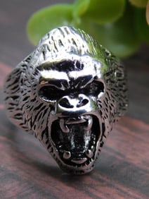 Gorilla Head Ring, Size 8