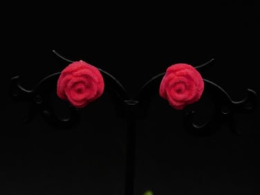 Red Rose Shaped Earrings