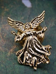 Gold-Tone Angel Lapel Pin with Detailed Wings