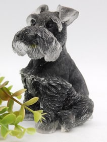 Black and Gray Schnauzer Figurine with Textured Finish