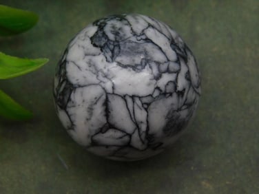 Black and White Marbleized Stone Sphere