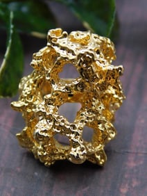 Gold-Tone Metal Nugget-Like Ring, Size 5