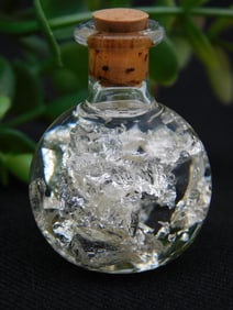 Silver Flakes in Bottle Rock Stone Lapidary Specimen