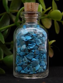 Turquoise Gemstones in Glass Bottle Rock Stone Lapidary Specimen