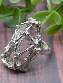 Silver-tone Bamboo Style Ring