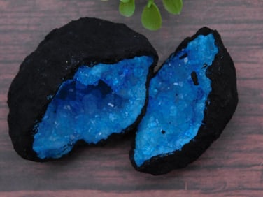 Black and Blue Geode Rock Stone Lapidary Specimen