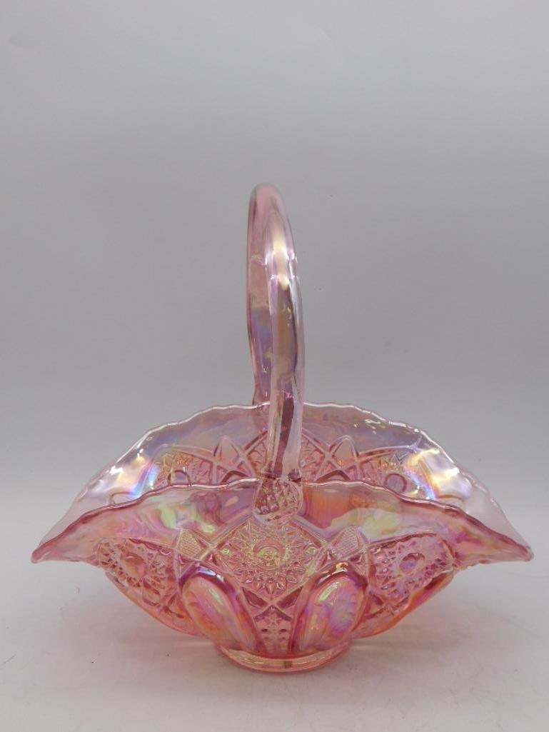 L.E. Smith Glass Basket Vintage Antique: L.E. Smith Glass Basket Vintage Antique
