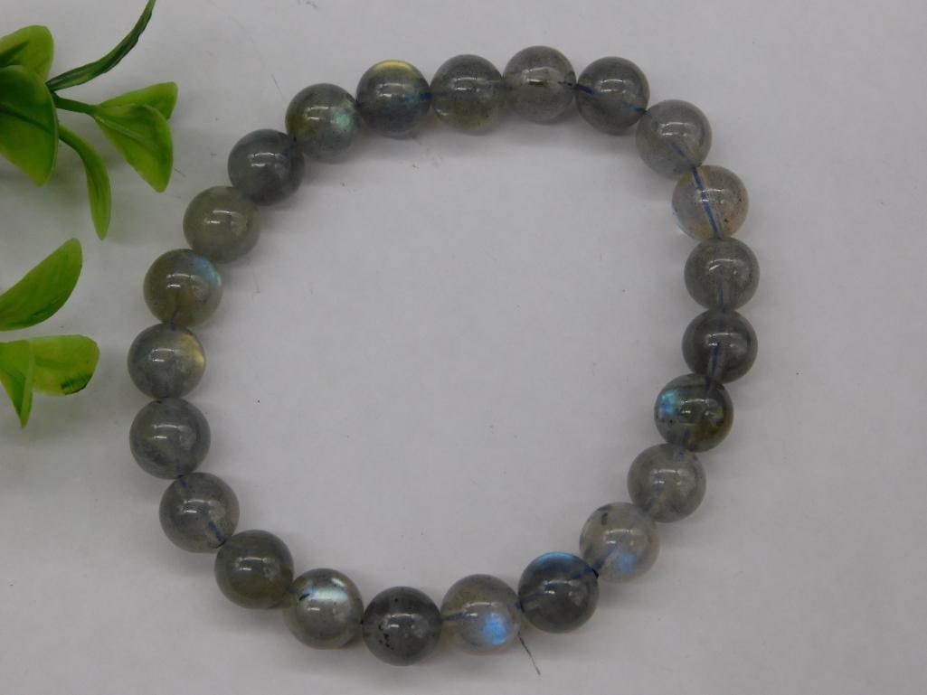 Labradorite Beaded Stretch Bracelet ROCK STONE LAPIDARY SPECIMEN: Labradorite Beaded Stretch Bracelet ROCK STONE LAPIDARY SPECIMEN