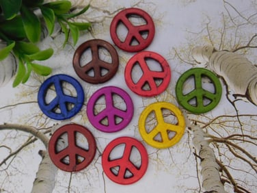 Wooden Peace Sign Beads