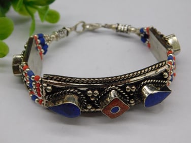 Lapis Lazuli and Red Coral Bracelet