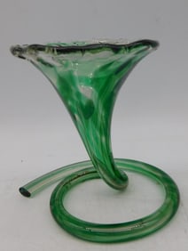 MCM Mid-Century Modern Slung glass Coil Hand Blown Glass Vase Vintage Antique