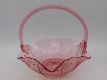 LE Smith Glass Basket Vintage Antique