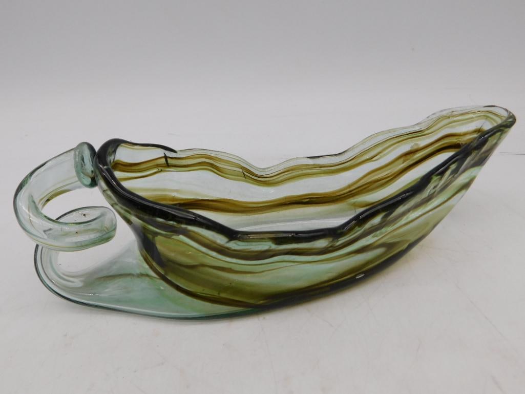 MCM Mid-Century Modern Blown Glass Gravy Boat Vintage Antique: MCM Mid-Century Modern Blown Glass Gravy Boat Vintage Antique
