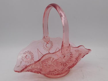LE Smith Glass Basket Vintage Antique