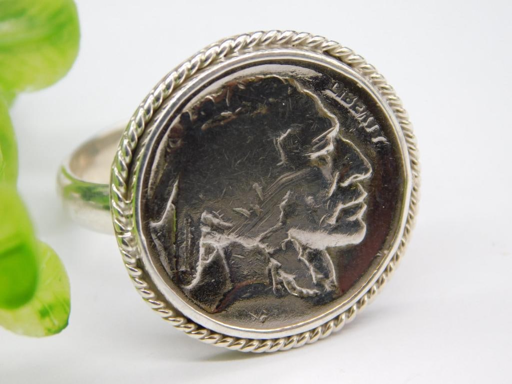 Sterling Silver Buffalo Nickle Ring Size 11: Sterling Silver Buffalo Nickle Ring Size 11