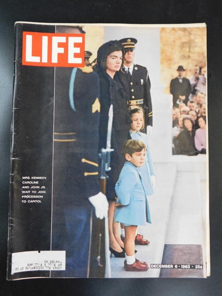 Life Magazine: December 6, 1963, President Kennedy: - Issue date: December 6, 1963 | - Cover price: 25 cents | - Features coverage of President John F. Kennedy's funeral and family mourning | - Includes advertisements such as Singer sewing machines for