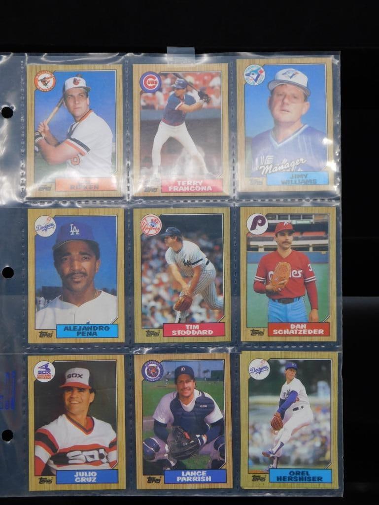 Binder Page of Vintage Baseball Trading Cards