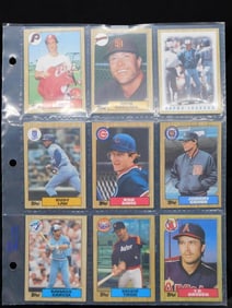 Nine Vintage Baseball Cards in Sleeves