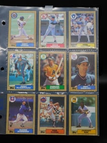 Binder Page of 1980s Baseball Trading Cards