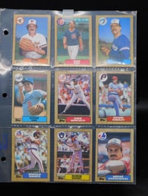 9 1980s Topps Baseball Cards in Protective Sheet
