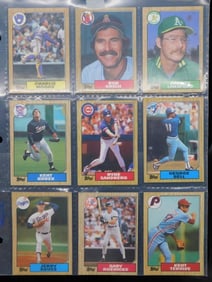 9 Vintage Baseball Cards in Protective Sheet