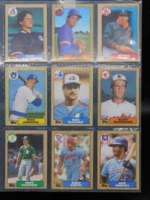Binder Page of Vintage Baseball Player Trading Cards