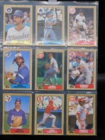 9 1987 Topps Baseball Cards in Protective Sleeves