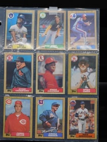 Nine Topps Baseball Cards in Sleeves