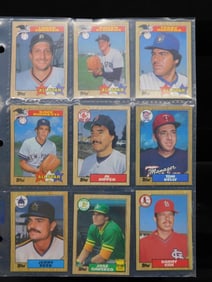 Nine Baseball Trading Cards in Plastic Sleeve