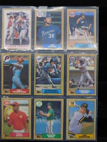 Binder Page With Vintage Baseball Trading Cards