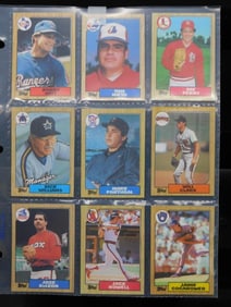 Nine Vintage Baseball Cards in a Binder Page