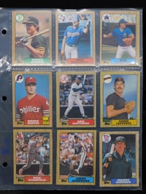 Binder Page of 9 Topps Baseball Cards